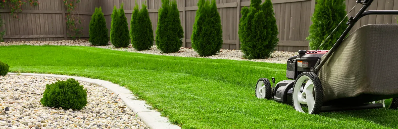 mowing a lawn