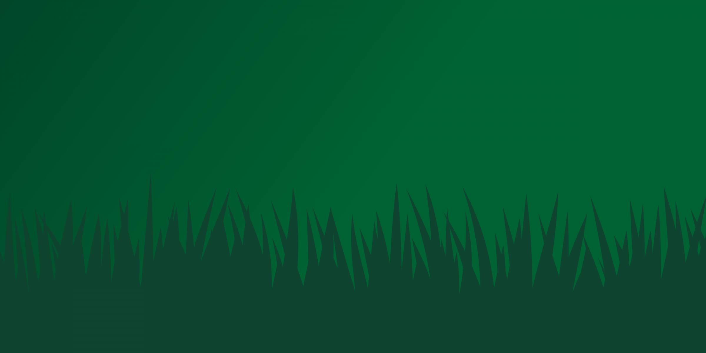Green background with blades of grass silhouette.